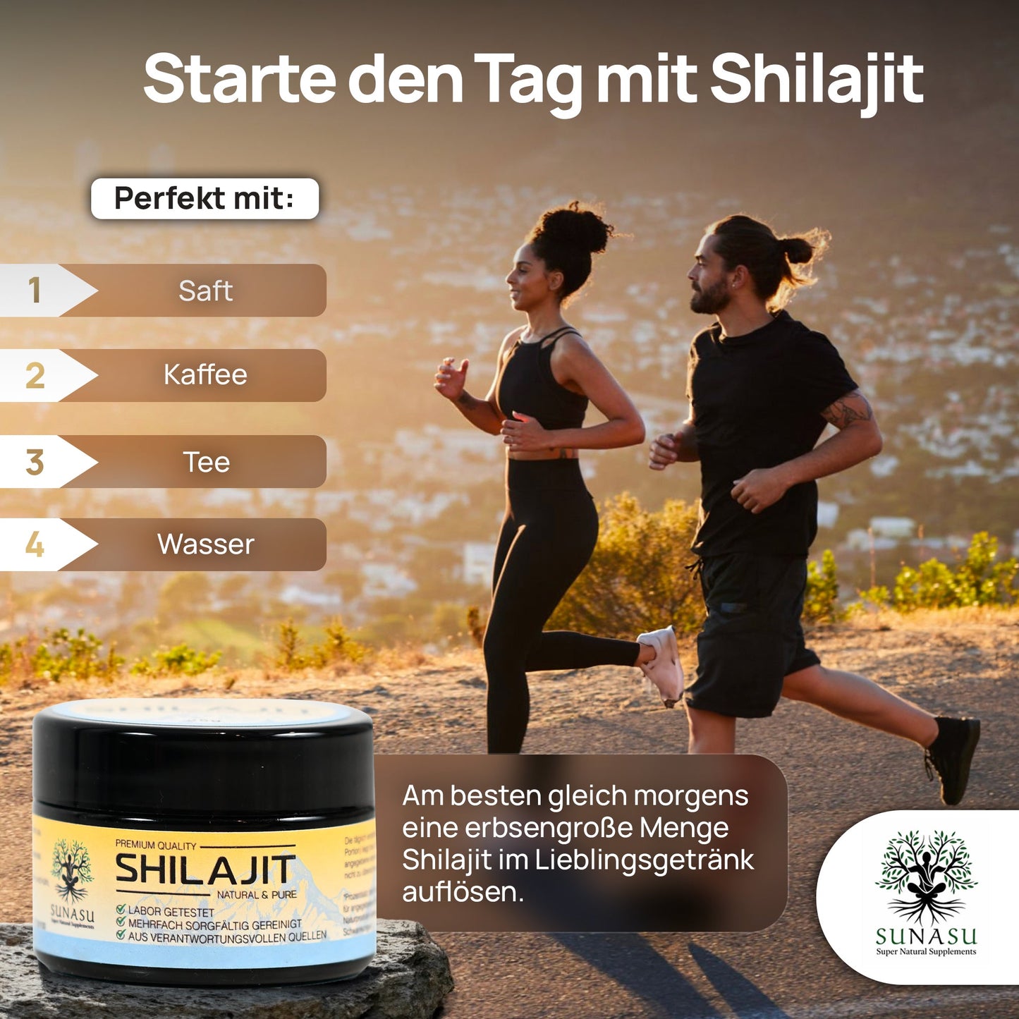 Shilajit Harz - 65 - 80% Fulvinsäure, 84+ Mineralien - Hergestellt in Deutschland - SUNASU Premium Shilajit und Nahrungsergänzungsmittel für mehr Vitalität und Energie