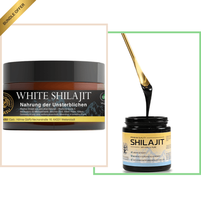 BUNDLE: White Shilajit 20g + Black Shilajit 25g - SUNASU Premium Shilajit und Nahrungsergänzungsmittel für mehr Vitalität und Energie